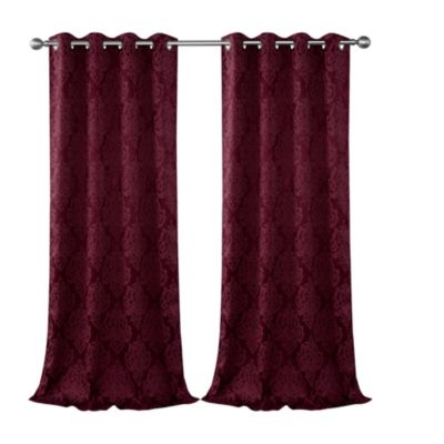Living 2 Pack Delaney Room Darkening Damask Print Grommet Curtain - 52 in. W x 84 in. L