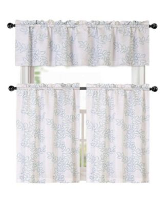 Brielle Embroidered Linen Kitchen Curtain Tier & Valance Set
