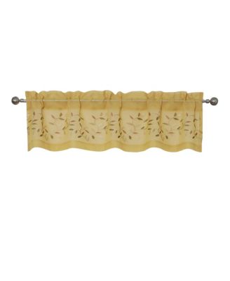 Shabby Sheer Embroidered Complete 3 Piece Floral Rod Pocket Cafe Kitchen Curtain Tier & Valance Set