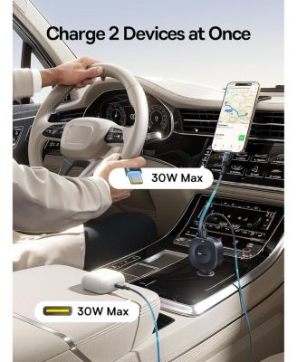Retractable Car Charger USB C Fast Charging, 60W Ultra-Mini Fast Car Charger with Retractable USB C Cable