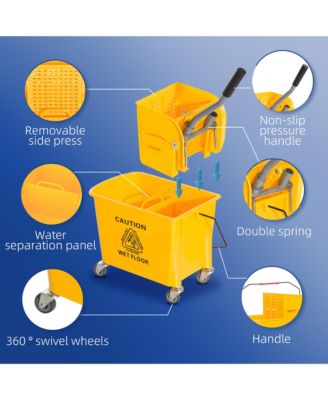 Compact Mop Bucket with Wringer on Wheels 21 Quart