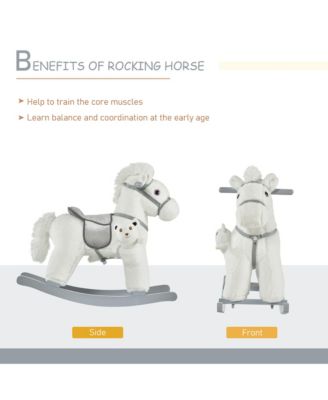 Kids Plush Ride-On Rocking Horse Toy Chair w/ Soft Plush Toy