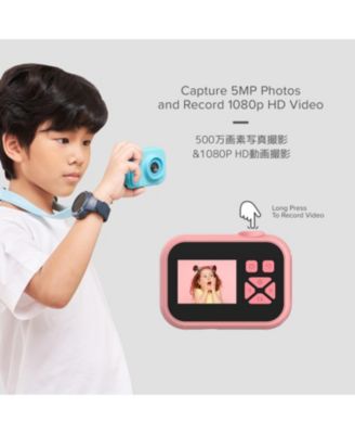 Camera 10 - Digital Mini Camera for Kids Ages 3-12, 1080P Video, 5MP Photos, Timer Mode, Fun Frames, Webcam, Tripod Adapter, Neck Lanyard & Memory Card (Pink)