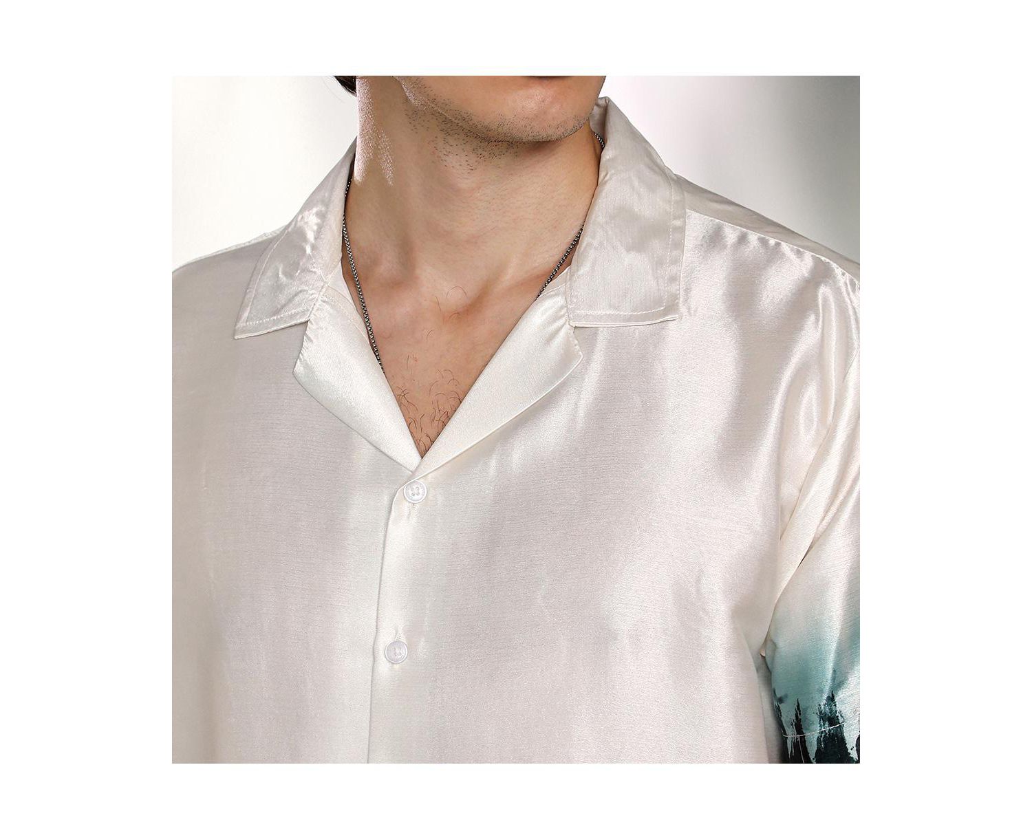 Men's Ivory White & Pine Green Pine Ombre Shirt