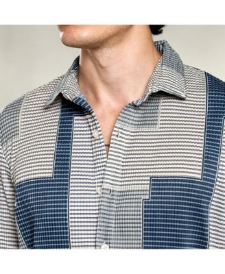 Men's Cloud Grey & Lapis Blue Retro-Pleat Shirt