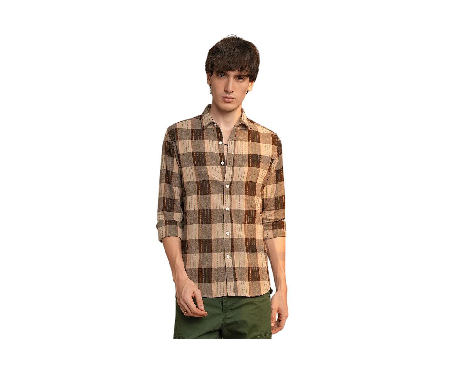 Men's Chocolate Brown Chalk-Buffalo Check Shirt