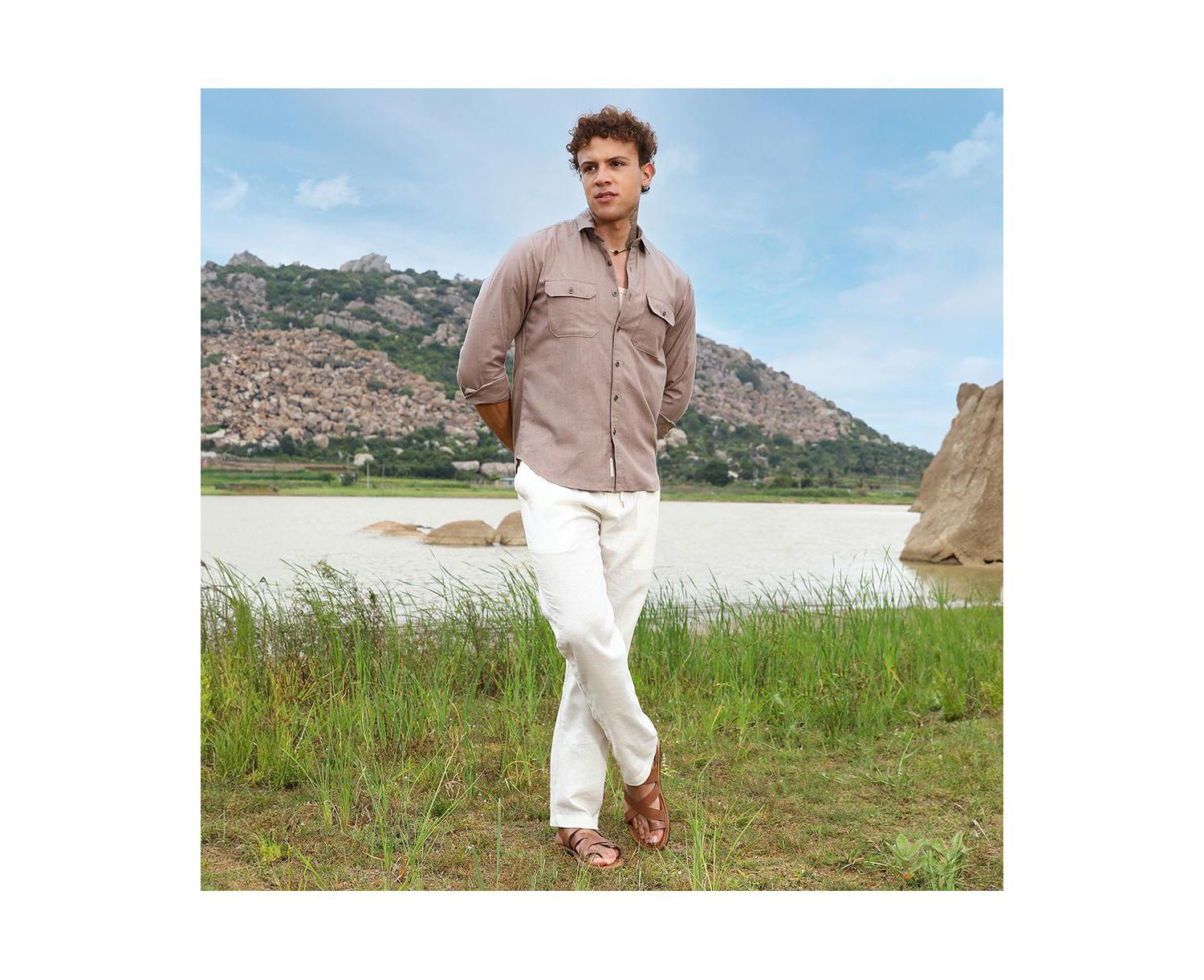 Men's Peanut Brown Heathered Utility Shirt
