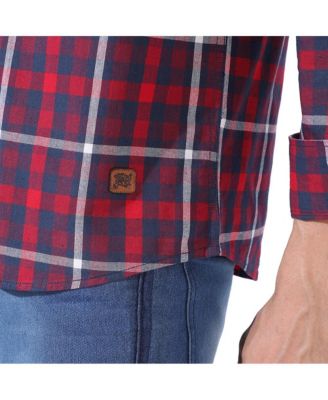 Men's Navy Blue & Red Tartan Plaid Shirt