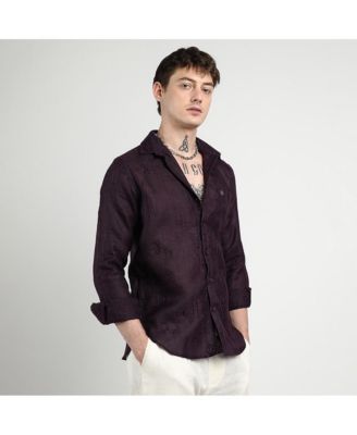 Men's Plum Purple Embroidered One-Lined Shirt