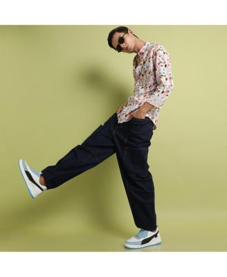 Men's Blue & Pink Leaf Strokes Shirt