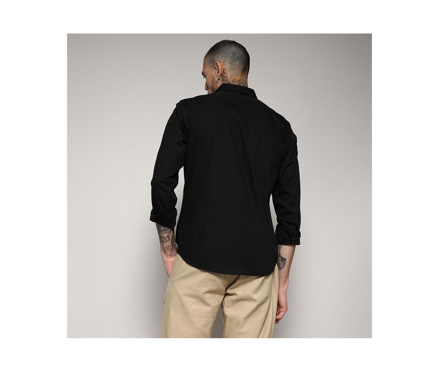 Мужская рубашка Cahoot Campus Sutra Jet Black Side Striped, цвет: Чёрный — фото 2