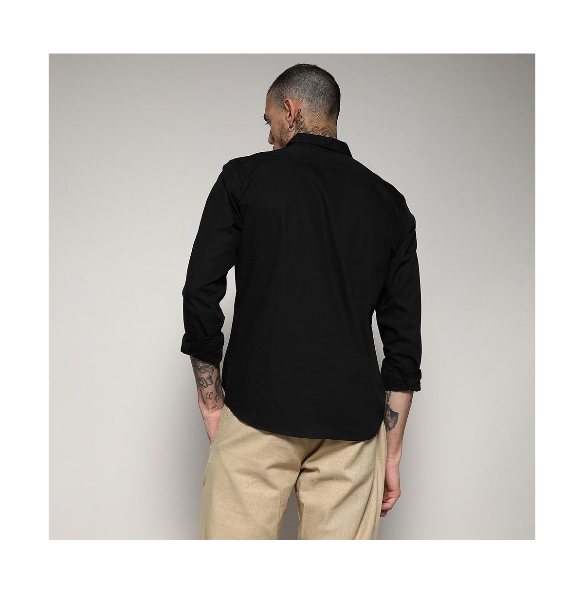 Campus Sutra Men's Jet Black Side Striped Shirt