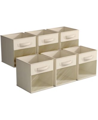 11 Inch 6 Pack Collapsible Fabric Storage Bins with Clear Window - for Organizing Clothes, Toys, Books, Shelves, Closets 10.5”x 10.5”x 11”