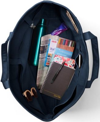 Extra Large Solid Color 5 Pocket Open Top Long Handle Canvas Tote Bag