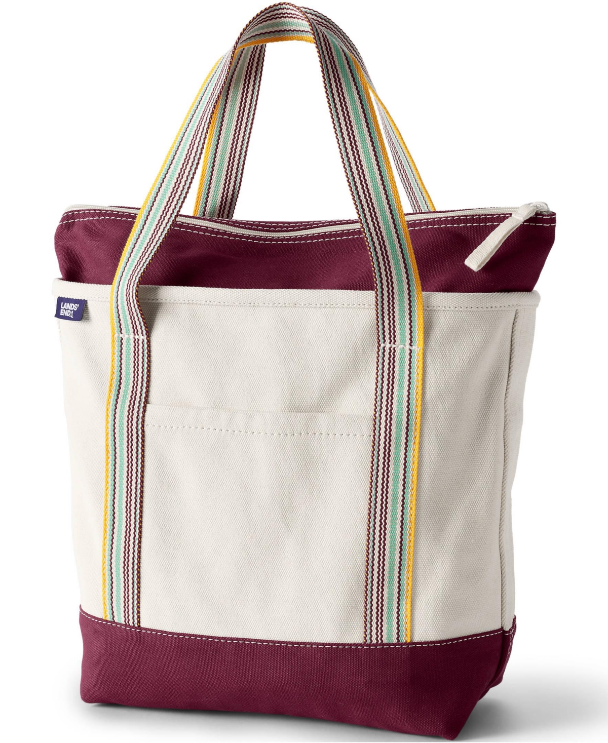 Medium Natural 5 Pocket Zip Top Canvas Tote Bag - Natural/black