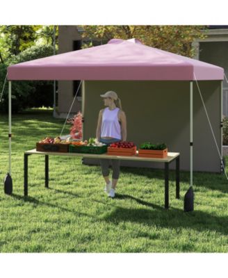 10 X 10 FT Pop up Canopy Tent with 1 Sidewall Wheeled Bag 8 Stakes & 4 Wind Ropes