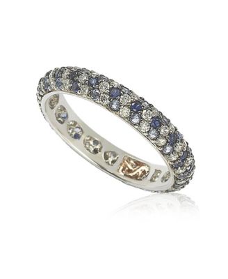 Suzy Levian Sterling Sapphire & Created Sapphire Pave Eternity Band Ring