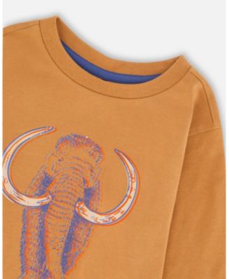 Baby Boy Cotton Long Sleeve T-Shirt Cashew Brown - Baby