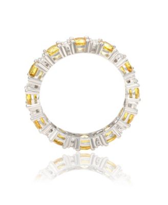 Suzy Levian Sterling Silver Sapphire & Created White Sapphire Round Cut Eternity Band Ring