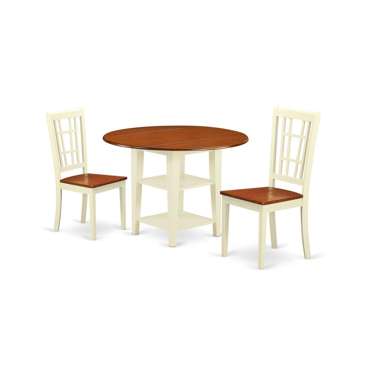 East West Furniture Dining Room Set Buttermilk & Cherry