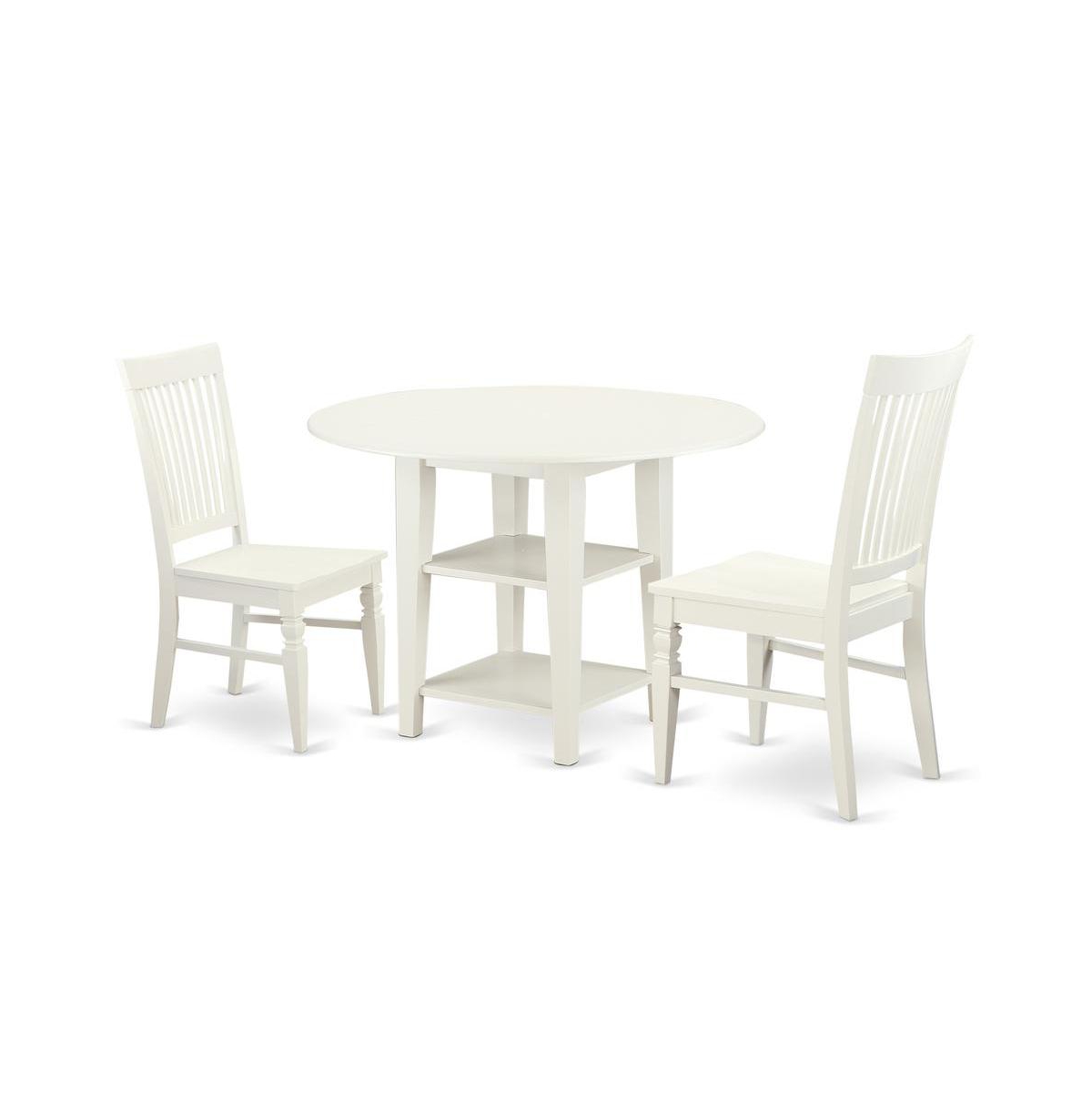 East West Furniture Dining Room Set Linen White