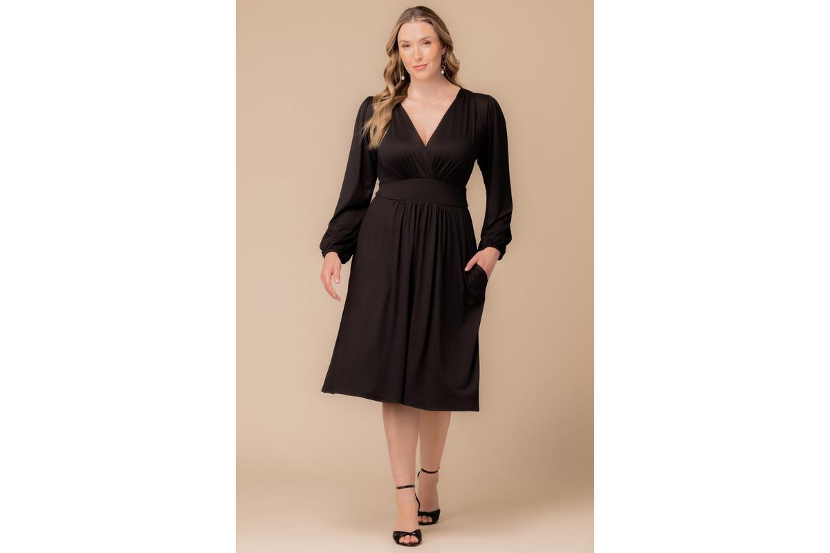 Kiyonna Plus Diana Long Sleeve Midi Dress