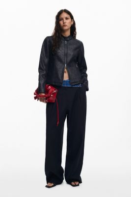 Women's Combined faux leather jacket