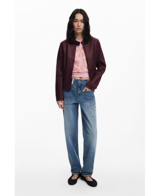 Women's Combined faux leather jacket