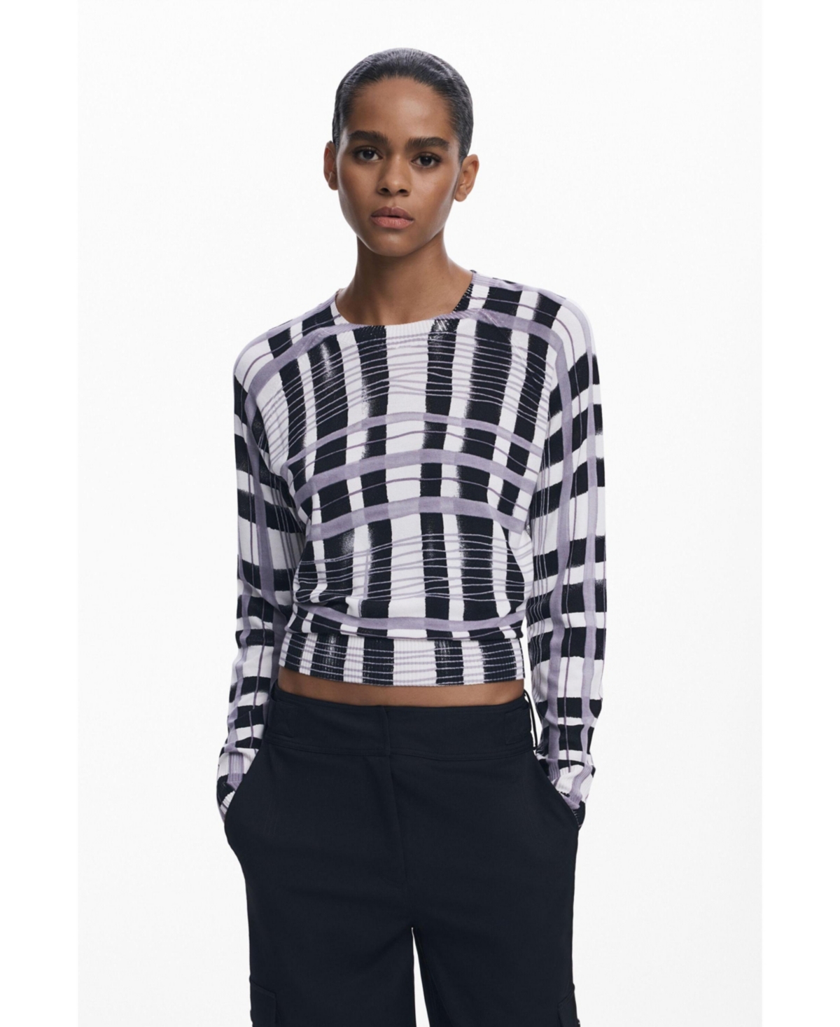 Desigual Stripe Crewneck Sweater In Multi