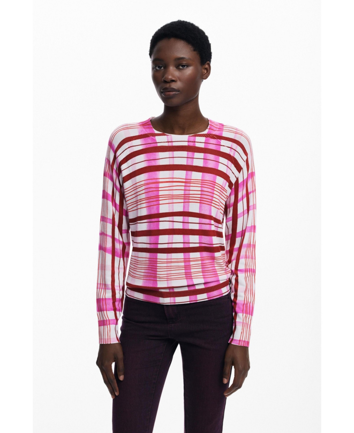 Desigual Stripe Crewneck Sweater In Multi
