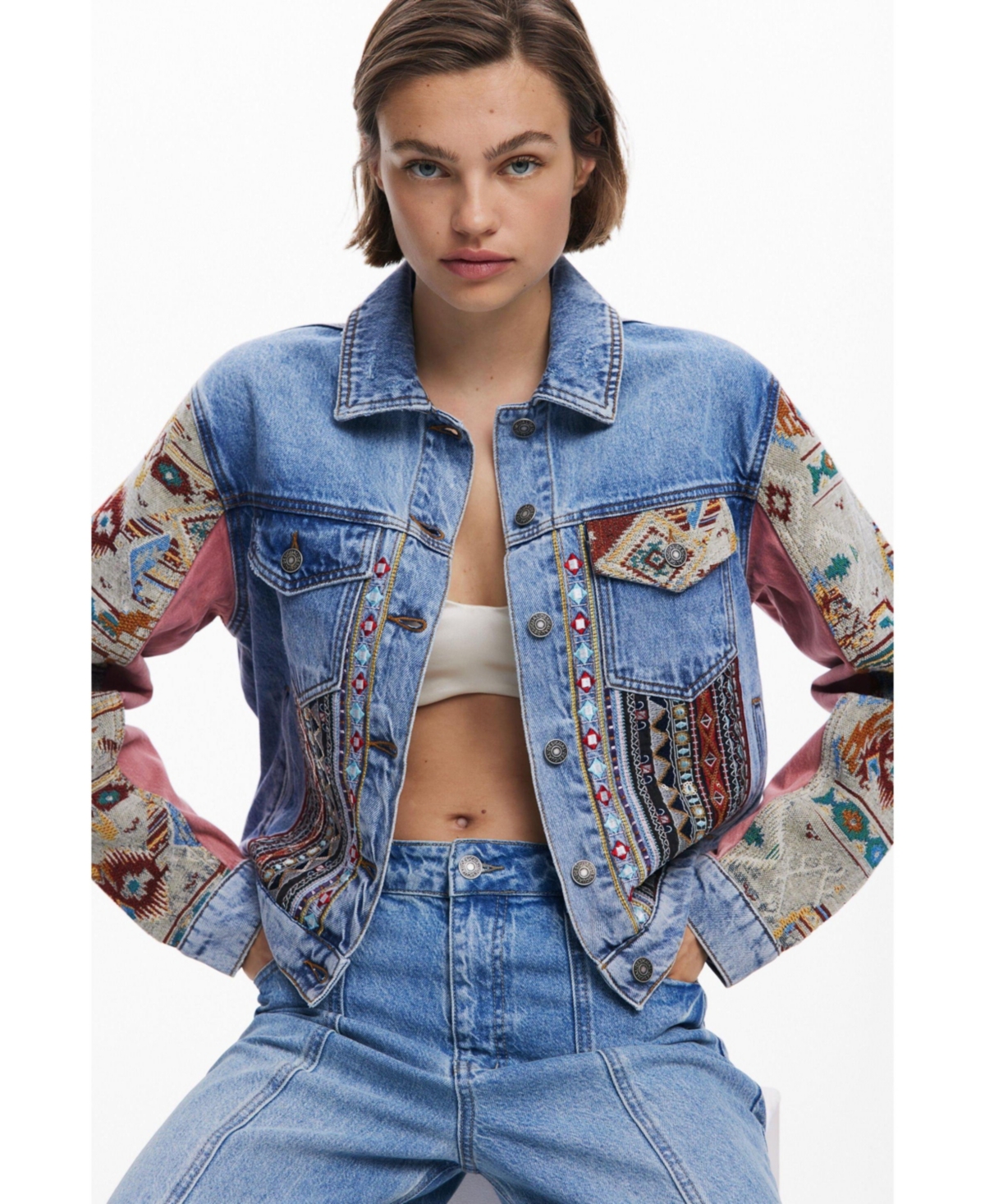 Desigual Women's Boho Denim Jacket In Blue