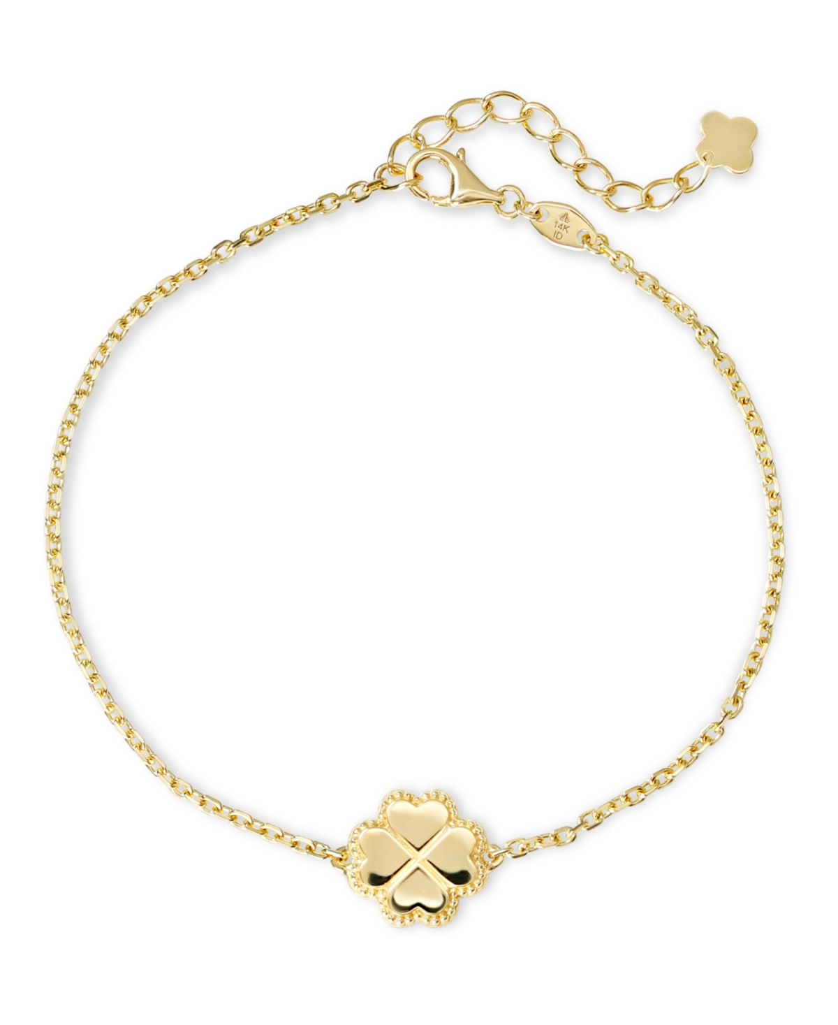 Clover Heart Chain Bracelet in 14K Gold, 6.5 in adj to 7.5 in, approx. 2.8 grams. - gold