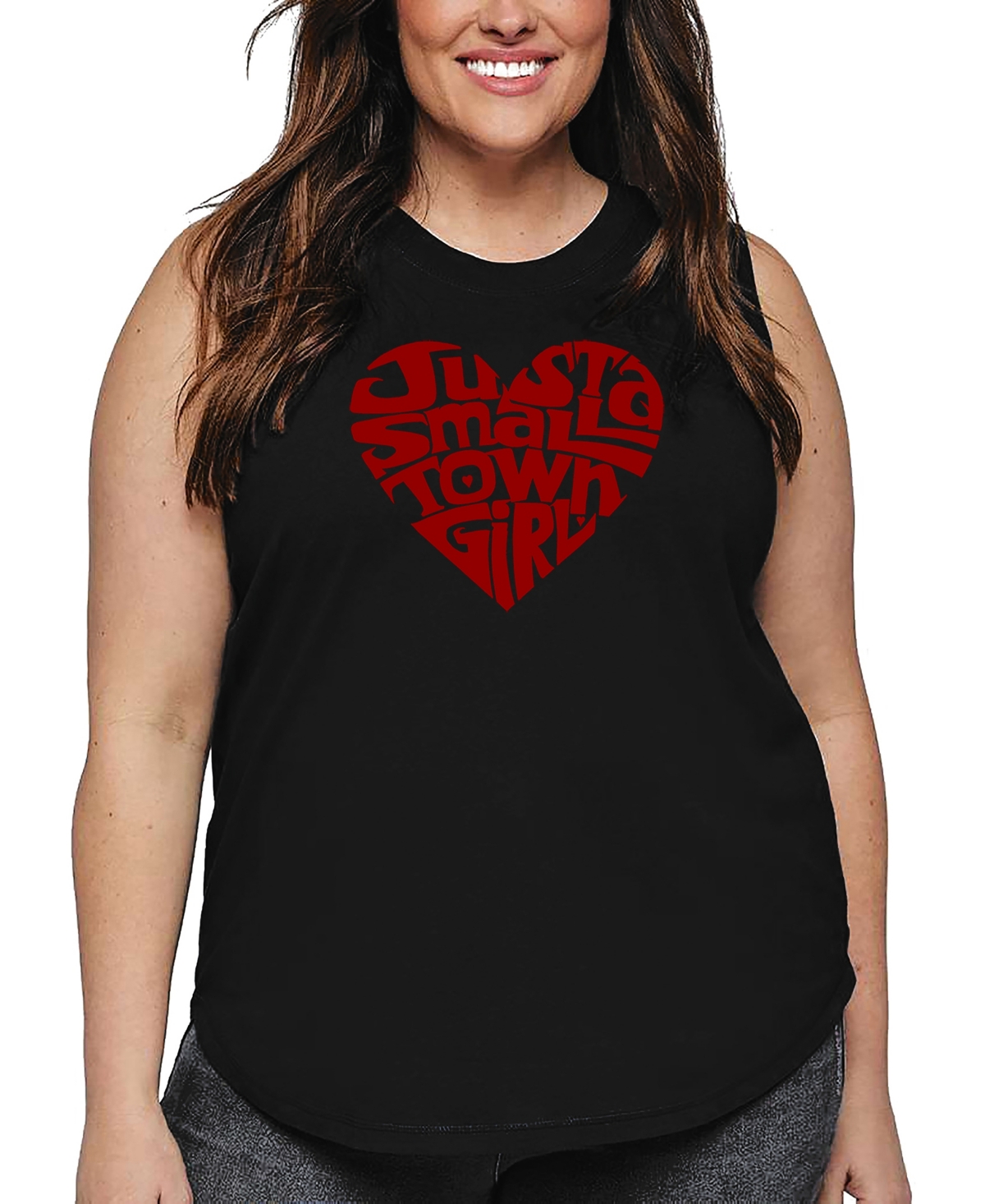 La Pop Art Plus Size Have Yourself A Merry Little Christmas Word Art Tank Top In Black