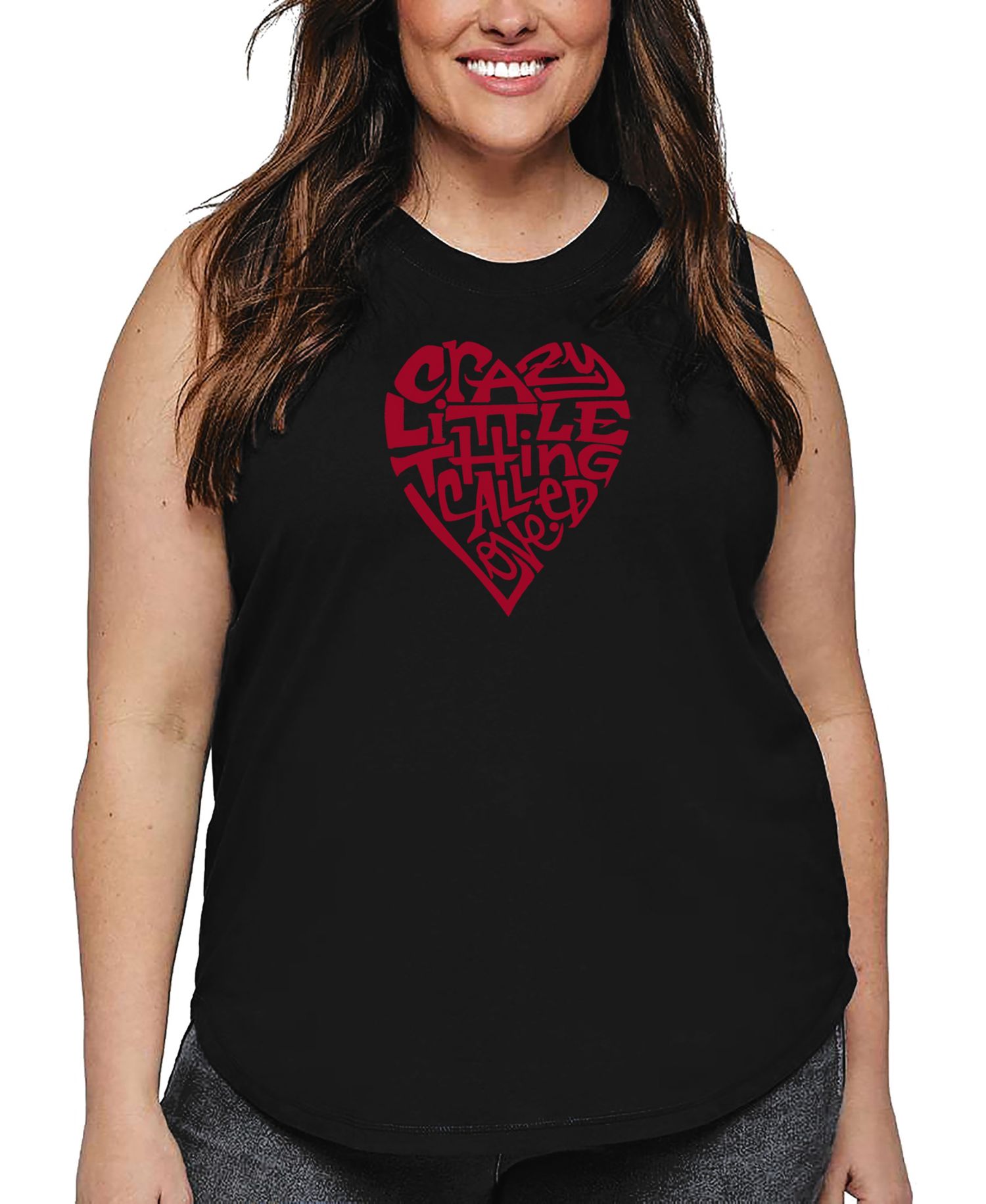 Plus Size Crazy Little Thing Called Love Word Art Tank Top