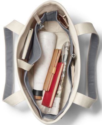 Medium 5 Pocket Open Top Long Handle Canvas Tote Bag