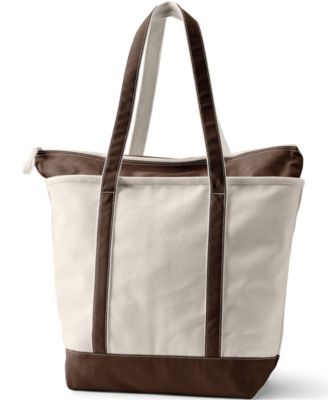 Large 5 Pocket Zip Top Long Handle Canvas Tote Bag