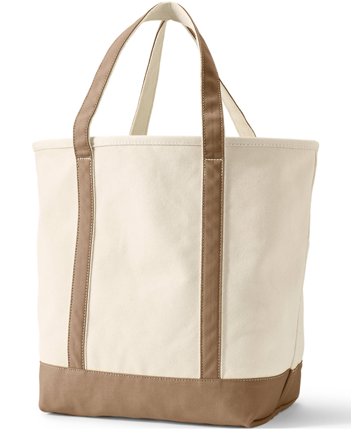 Large Natural 5 Pocket Open Top Canvas Tote Bag - Natural/rich camel