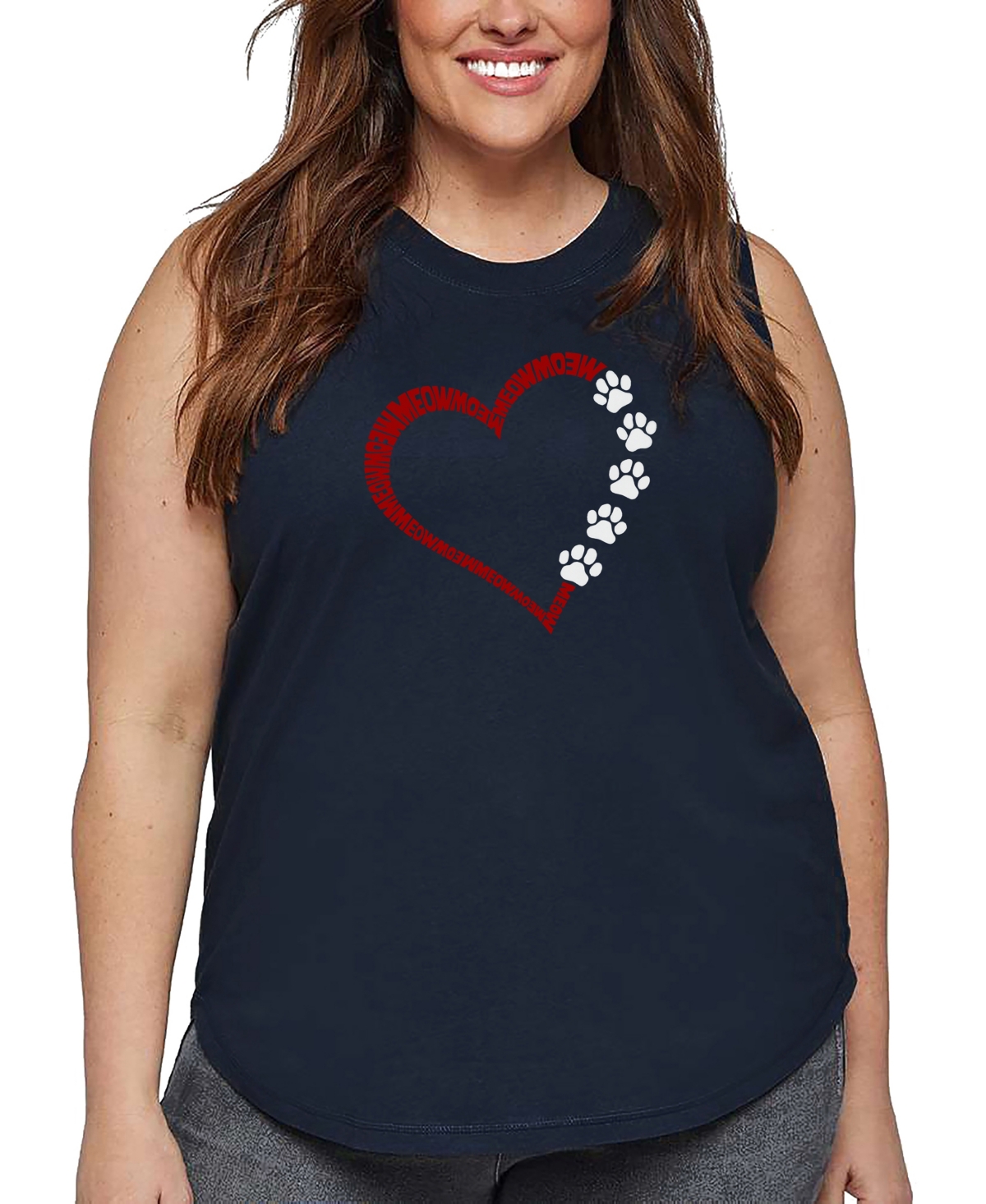 La Pop Art Plus Size Crazy Little Thing Called Love Word Art Tank Top In Blue