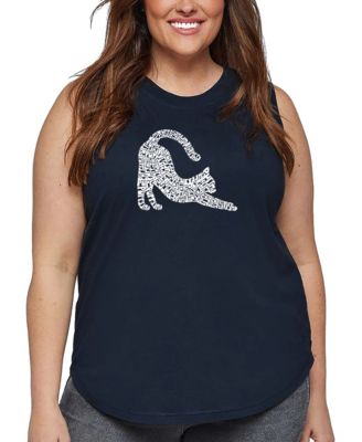 Plus Size Stretching Cat Word Art Tank Top