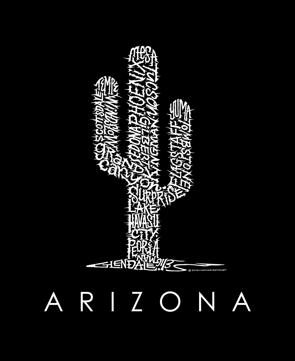 La Pop Art Plus Size Arizona Cities Word Art Tank Top In Black