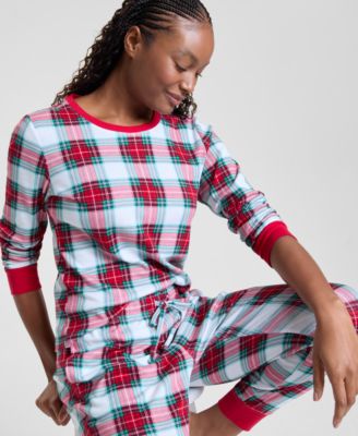Women's Merry Plaid Crew Neck Matching Family Pajamas Set, Created for Macy's
