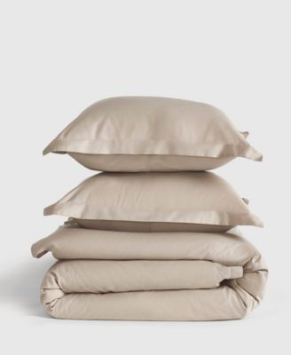 J Queen New York Premier Sateen 3 Pc. Duvet Cover Sets In Brown