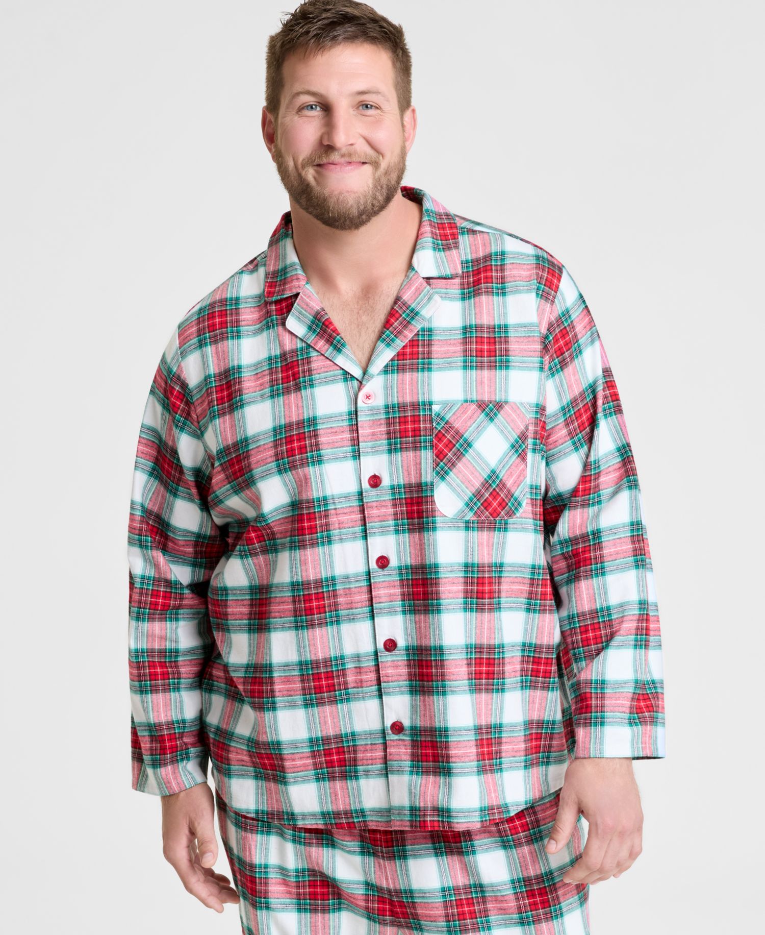 Big & Tall Merry Plaid Notch Collar Matching Family Pajamas Set