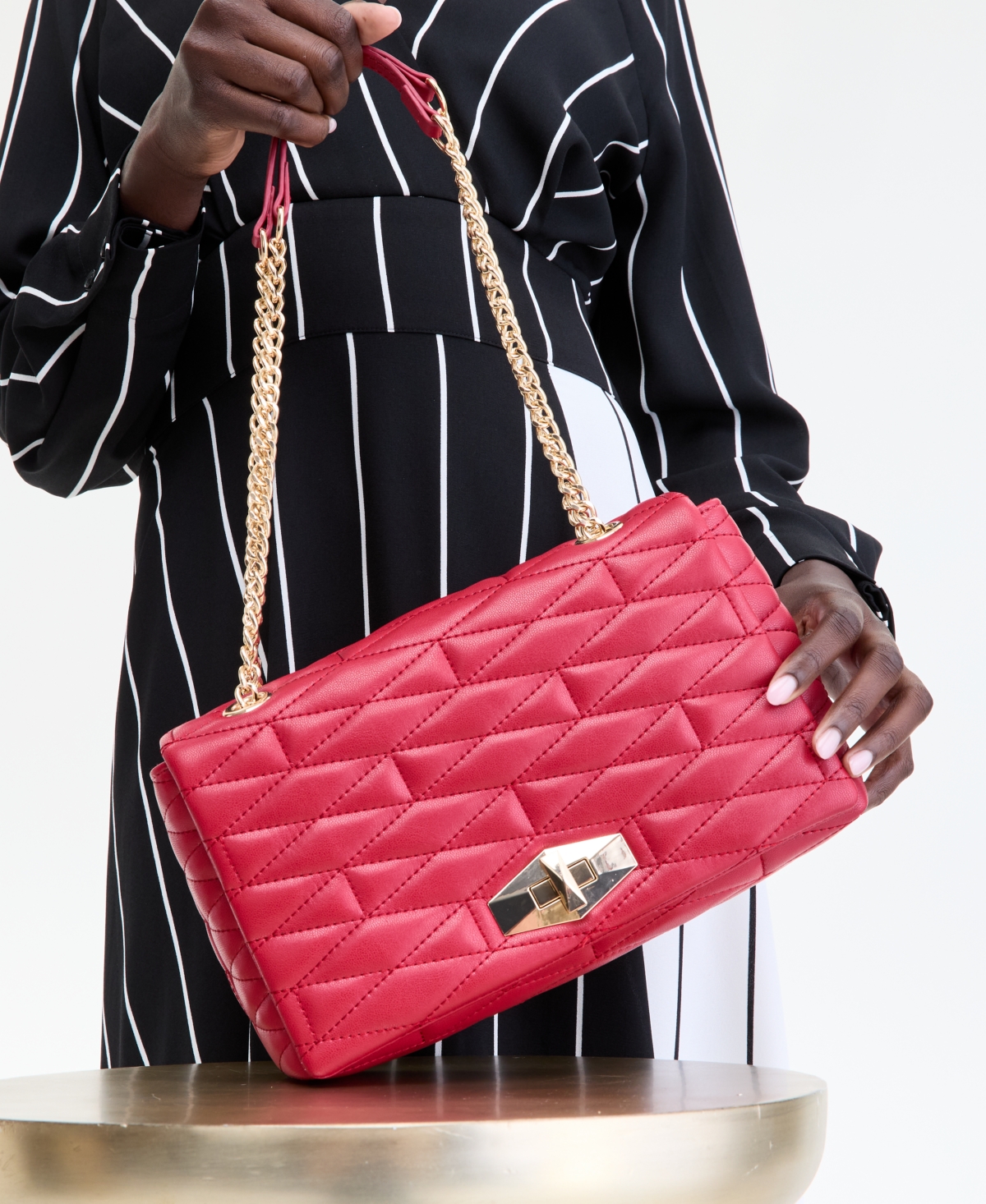 Inc International Concepts Soft Ajae Quilted Shoulder Bag, Exclusively At Macy's In Red