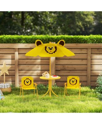 Kids Picnic Table and Chair Set with Height Adjustable Umbrella