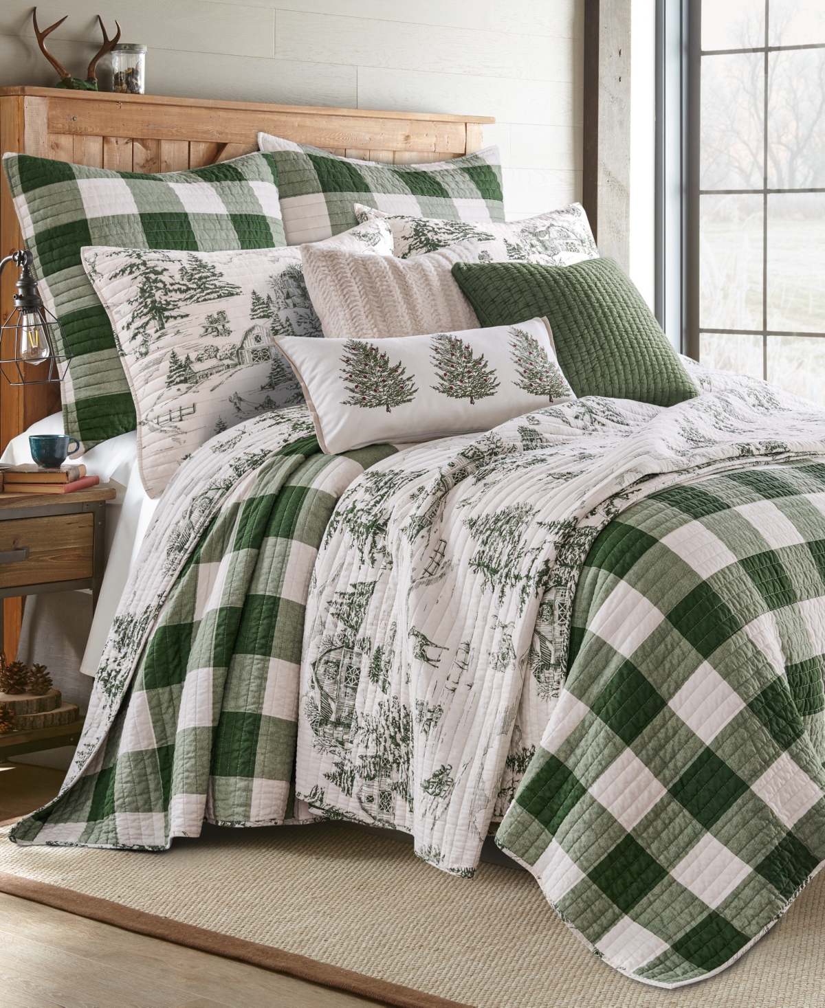 Levtex Winter Sleigh Ride Reversible 3-pc. Quilt Set, Full/queen In Green