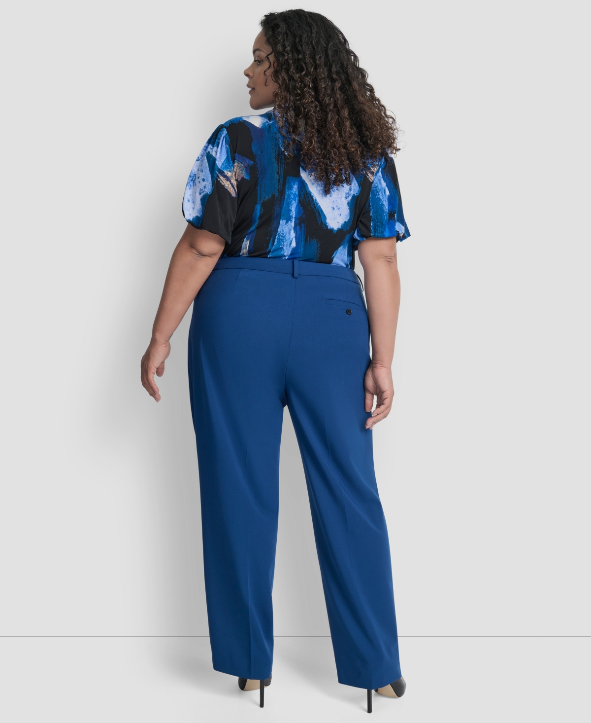 Dkny Plus Size Modern-fit Straight-leg Pants In Blue