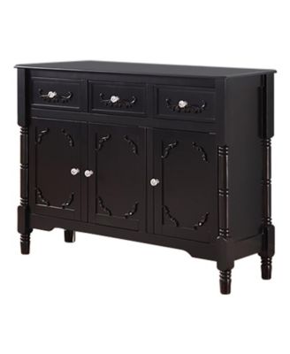 Wood Console Sideboard Table with Drawers and Storage, Black Finish