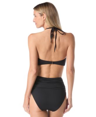 Kate Spade Womens Rosette High Neck Bra Top Ruched High Waist Bikini Bottoms In White