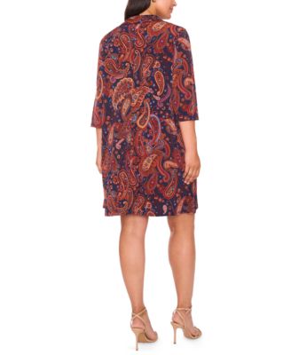 Plus Size Printed Jersey 3/4-Sleeve Dress